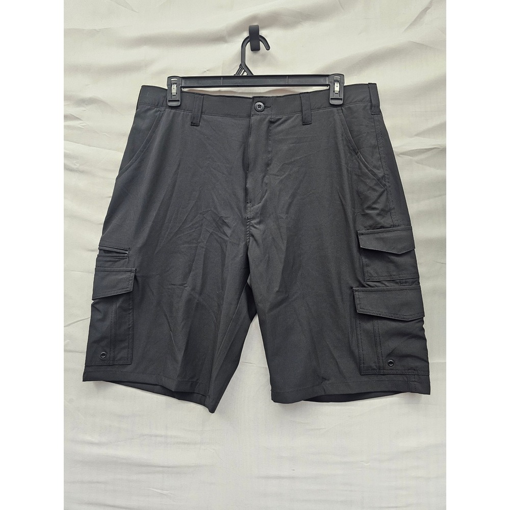 TRU Mens Cargo Shorts Black Polyester Blend Casual Size 36